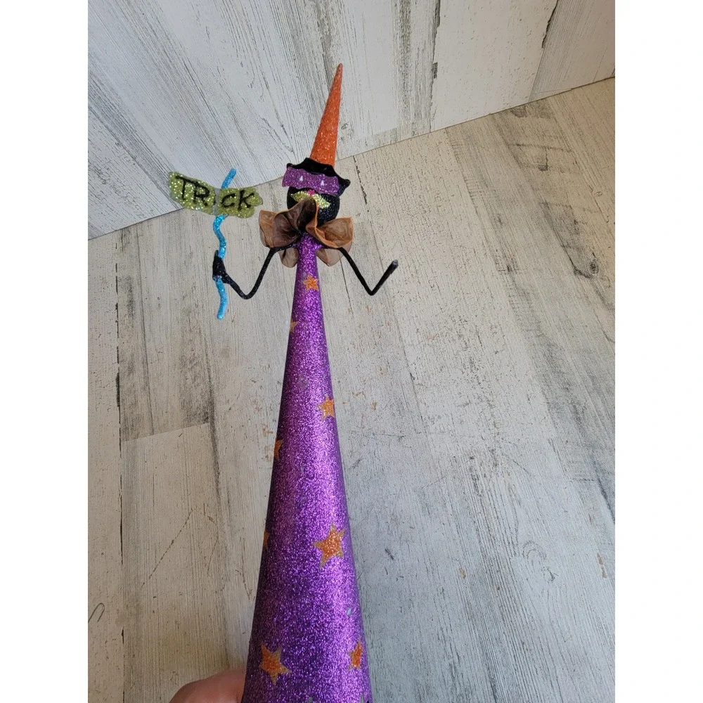 Pier 1 Halloween cat treat glitter witch unique star home decor figure